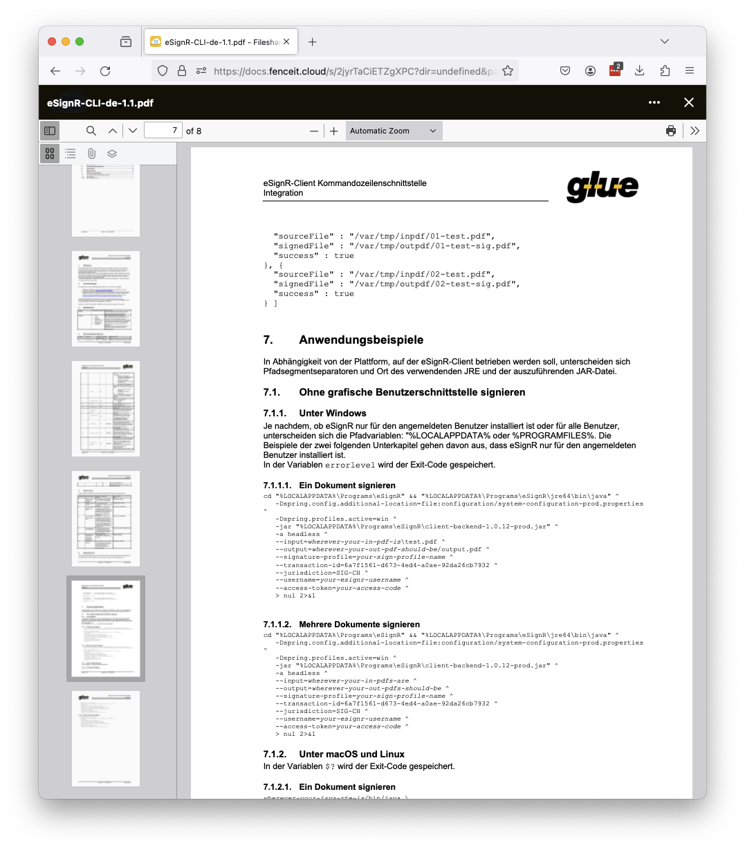 Integration of digital signatures via Command Line Interface (CLI) intégration des signatures numériques